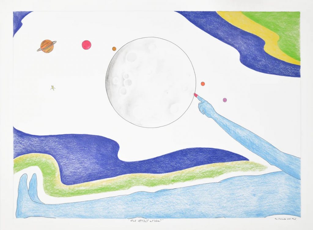 Tim Pitsiulak, ᐊᖕᒐᑯ ᐊᖕᒋᕋᖃᑐᖅ ᓇᒥᑐᐃᓇᖅ ("Shaman has a home any and everywhere"), 2007–08. Curated by Claire Foussard for Spring Break Secret Show. Courtesy of the artist's estate.