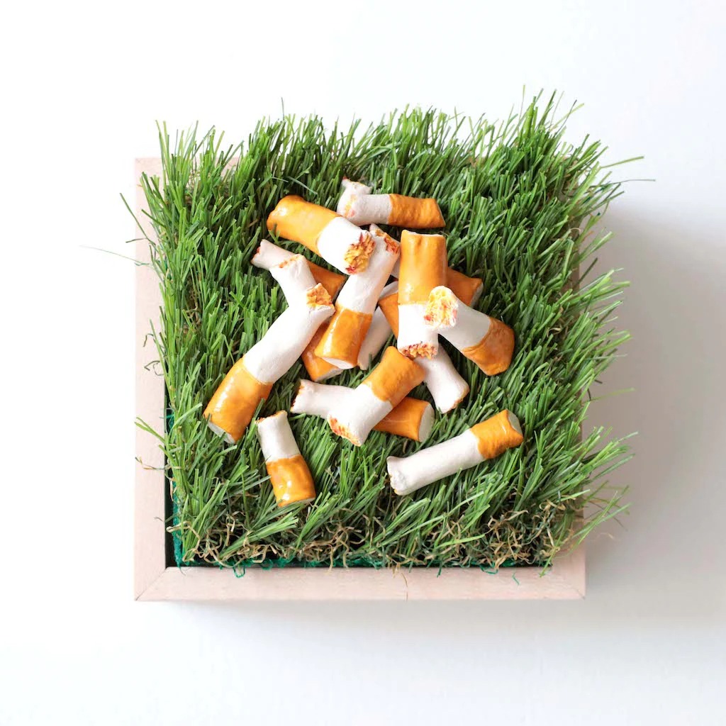 Taylor Lee Nicholson, <em>Cigarette Butts</em>. For sale for $200 at the Spring/Break "Secret Show." Photo courtesy of the artist.